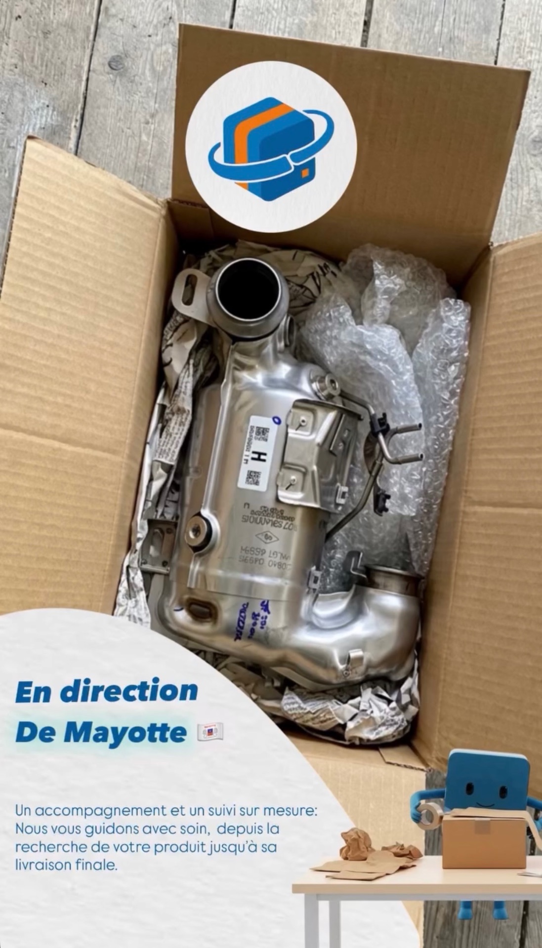 Pièce inox volumineuse expédiée vers Mayotte