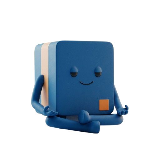 Mascotte ECARE — cube bleu 3D
